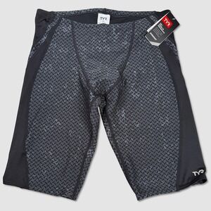 TYR Voltage All-Over Jammer Swimsuit - NWT Mens 36 - Black / Grey - #49153-H6